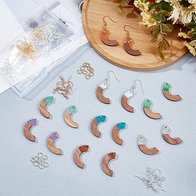 DIY Walnut Wooden Dangle Earring Making Kits DIY-OC0006-65-1