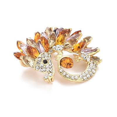 Rhinestone Hedgehog Badge JEWB-E013-02G-01-1