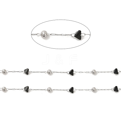 Black Glass Faceted Triangle Beaded Chains CHS-B004-03P-1