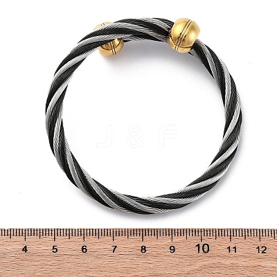 304 Stainless Steel Torque Bangles for Women BJEW-P310-22MC-1