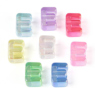 UV Plating Transparent Acrylic European Beads OACR-M027-02E-1