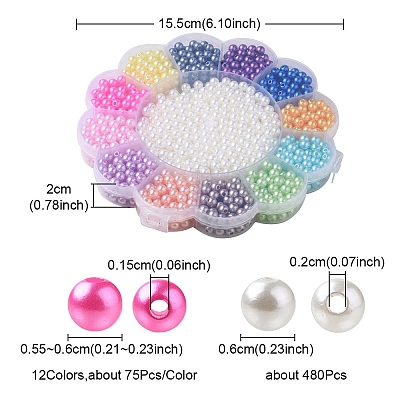 13 Style Spray Painted ABS Plastic Imitation Pearl Beads OACR-YW0001-41-1