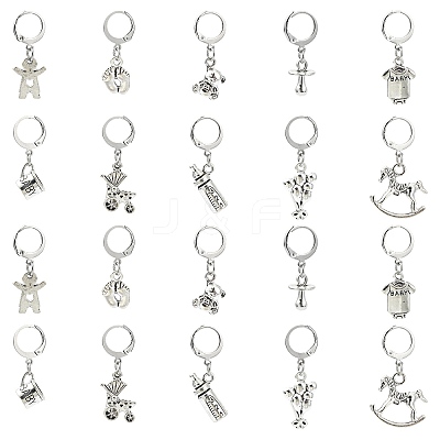 20Pcs 10 Styles Mixed Shapes Alloy Pendant Locking Stitch Markers HJEW-CJ00040-1