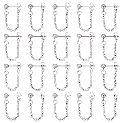 10Pair 304 Stainless Steel Ball Stud Earring EJEW-UN00022-1