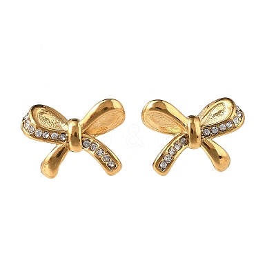 304 Stainless Steel Micro Pave Clear Cubic Zirconia Stud Earrings EJEW-I318-01G-03-1