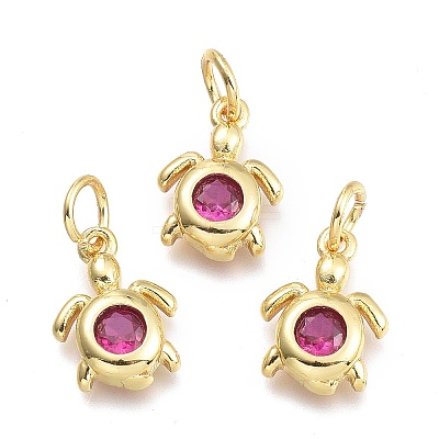 Brass Micro Pave Cubic Zirconia Pendants KK-P187-12F-G-1