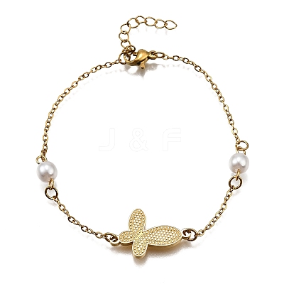 304 Stainless Steel Butterfly Link Bracelets BJEW-C098-01D-G-1