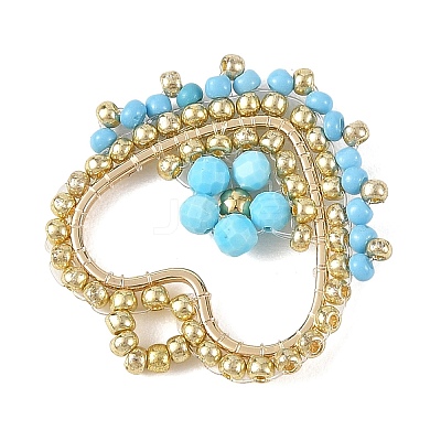 Dyed Natural Magnesite Faceted Round Beaded Copper Wire Wrapped Pendants PALLOY-MZ01400-03-1