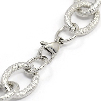 Tarnish Resistant Fashionable 304 Stainless Steel Reticular Grain Cable Chain Bracelets STAS-A028-B092P-1