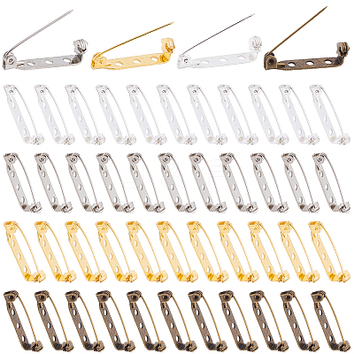 120Pcs 4 Styles Iron Brooch Findings IFIN-SP0001-34-1