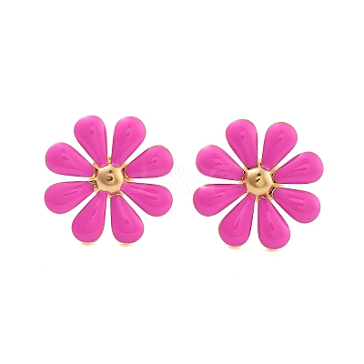 304 Stainless Steel Enamel Stud Earrings LS-EJEW-S226-03G-01-1