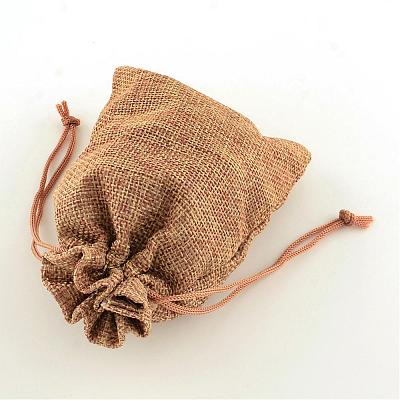 Polyester Imitation Burlap Packing Pouches Drawstring Bags ABAG-R004-18x13cm-03-1