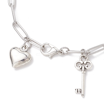 304 Stainless Steel Paperclip Chains Charm Bracelets for Women BJEW-JB11950-02-1