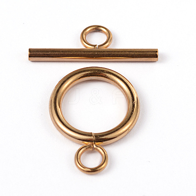 Ion Plating(IP) 304 Stainless Steel Ring Toggle Clasps X-STAS-L176-12G-1