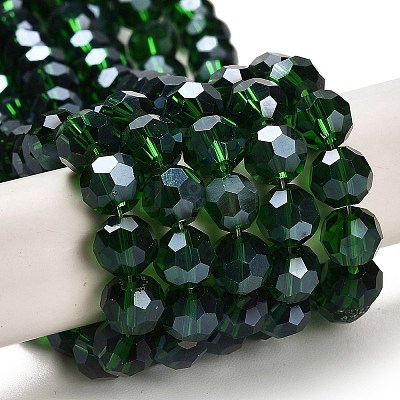 Faceted(32 Facets) Electroplate Glass Bead Strands X-EGLA-R015-8mm-17-1