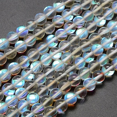 Synthetic Moonstone Beads Strands G-F143-8mm-03-1