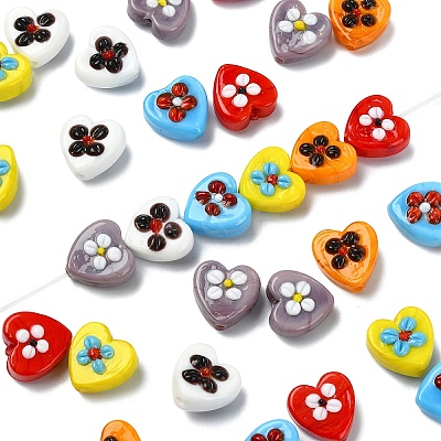 30Pcs 6 Colors Handmade Lampwork Beads LAMP-YW0004-19-1