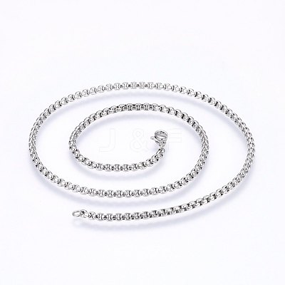 Non-Tarnish 304 Stainless Steel Box Chain Necklaces NJEW-F227-09P-07-1