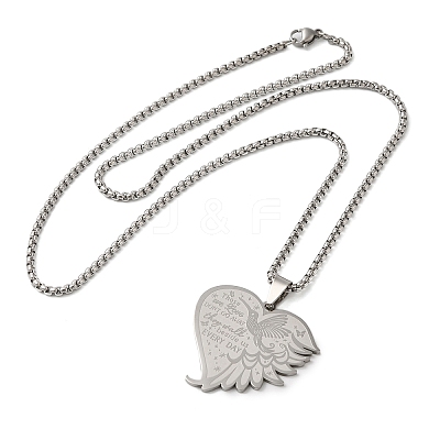 Non-Tarnish Hummingbird Heart 201 Stainless Steel Those We Love Dont Go Away Pendant Necklaces for Women and Men LS-NJEW-F324-02P-1