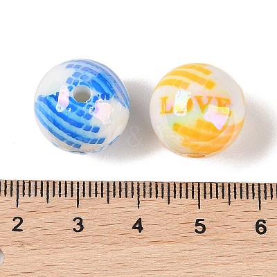 10Pcs Opaque Plating Colours Love Acrylic Beads OACR-S146-03-1