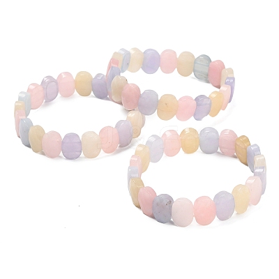 Oval Natural Malaysia Jade Beaded Stretch Bracelets G-P589-02A-02-1