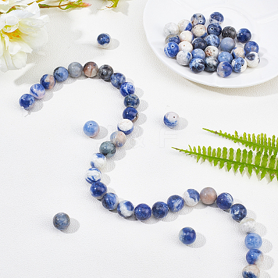 Natural Sodalite Round Beads Strands G-OC0001-91-1