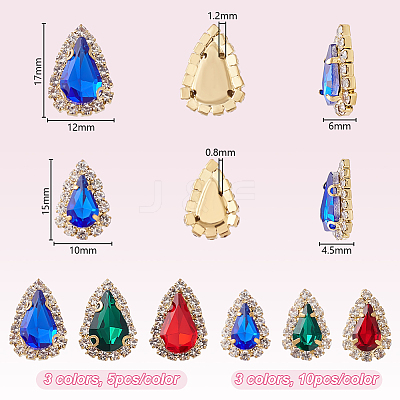 45Pcs 6 Styles Sew on Glass Rhinestone FIND-GA0004-48-1