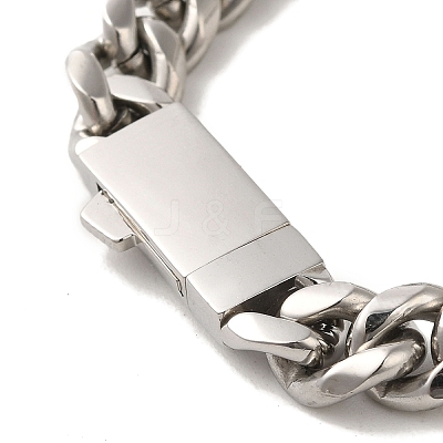 Non-Tarnish 304 Stainless Steel Cuban Link Chain Bracelets for Women Men BJEW-Q341-14A-P-1