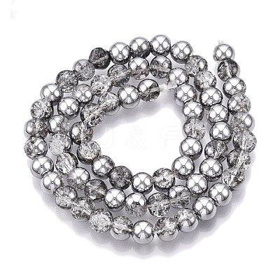 Electroplated Crackle Glass Beads Strands EGLA-N014-6mm-03-1