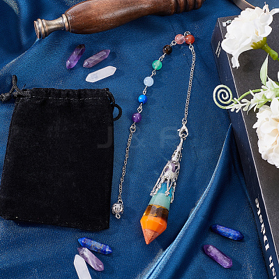 1Pc Natural Chakra Gemstone Dowsing Pendulums AJEW-SC0002-31P-1