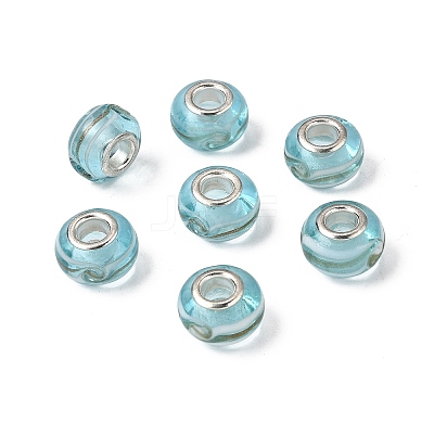 Rondelle Handmade Gold Sand Lampwork European Large Hole Beads LPDL-R007-07B-1