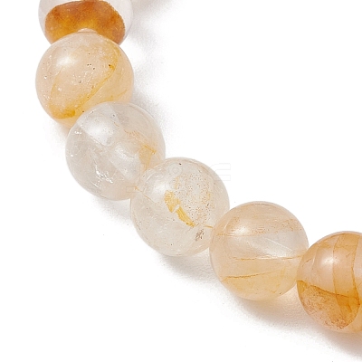 Round Natural Yellow Hematoid Quartz Beads Stretch Bracelets for Women BJEW-JB11400-1