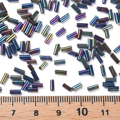 Metallic Colours Glass Bugle Beads SEED-N005-001-D04-1