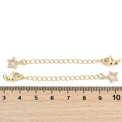 Brass Micro Pave Cubic Zirconia Ends with Chains KK-U043-02G-1