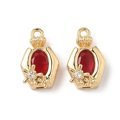 Brass Micro Pave Cubic Zirconia Pendants KK-S531-06G-1