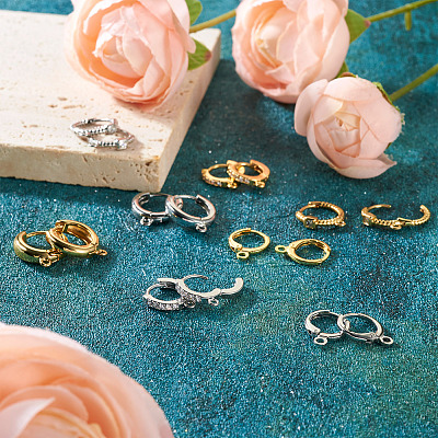 8 Pairs 8 Style Brass Hoop Earrings EJEW-PJ0001-05-1