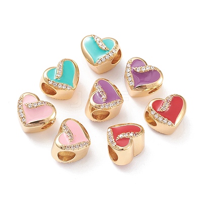 Brass Enamel European Beads MPDL-P005-08G-1