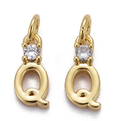 Brass Micro Pave Clear Cubic Zirconia Pendants ZIRC-Z011-35Q-1