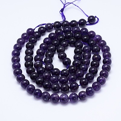 Natural Amethyst Round Bead Strands X-G-M212-6mm-01C-1