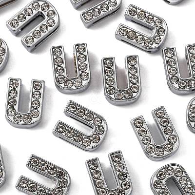 Alloy Initial Slide Charms with Grade A Rhinestones ALRI-R032-U-FF-1