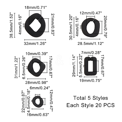 100Pcs 5 Styles Rubberized Style Acrylic Linking Rings OACR-PH0001-54-1