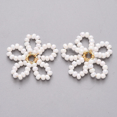 Glass Seed Beads Pendants FIND-R086-06A-1