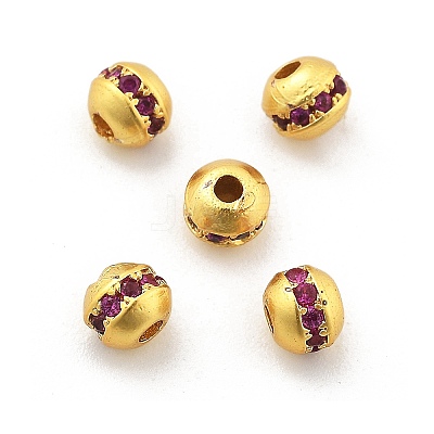 Brass Micro Pave Cubic Zirconia Beads KK-R216-08G-02-1