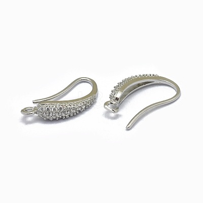 Brass Micro Pave Cubic Zirconia Earring Hooks ZIRC-L079-01P-1