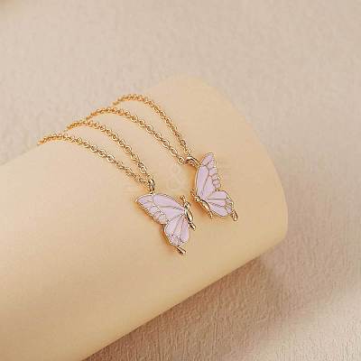 2Pcs Iron Matching Butterfly Pendant Necklaces for Mother Daughter Friends JN1034A-1-1