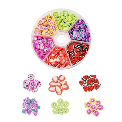 1800Pcs 6 Style Fruit Theme Handmade Polymer Clay Cabochons CLAY-YW0001-22-1