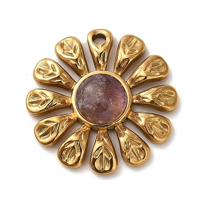 Natural Amethyst Flower Pendants STAS-R009-05G-04-1