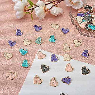 50Pcs 5 Colors Alloy Enamel Pendants ENAM-SZ0002-86-1