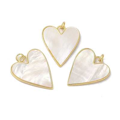 Rack Plating Brass Pave Shell Pendants X-KK-C052-07G-1