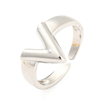 Hollow V-Shaped Brass Open Cuff Rings RJEW-Q781-15P-1